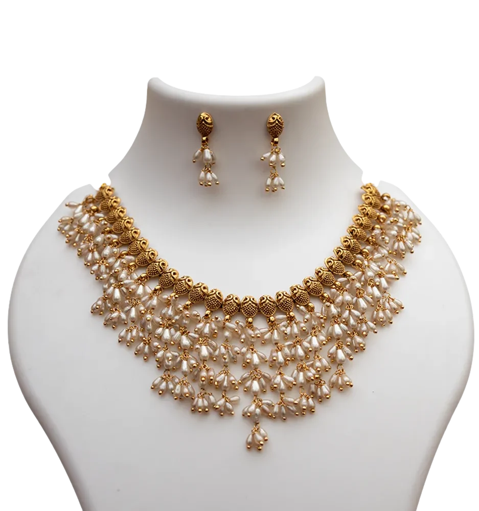Antique-Gold-Pearl-Fringe-Necklace