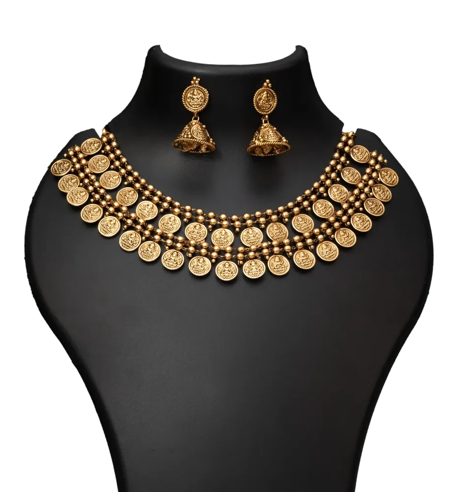 Antique Coin Temple Choker Necklace Set