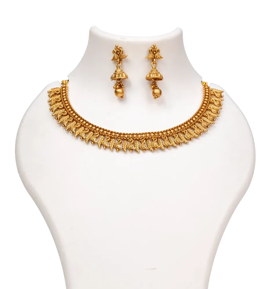 Antique Gold Leaf Necklace Set