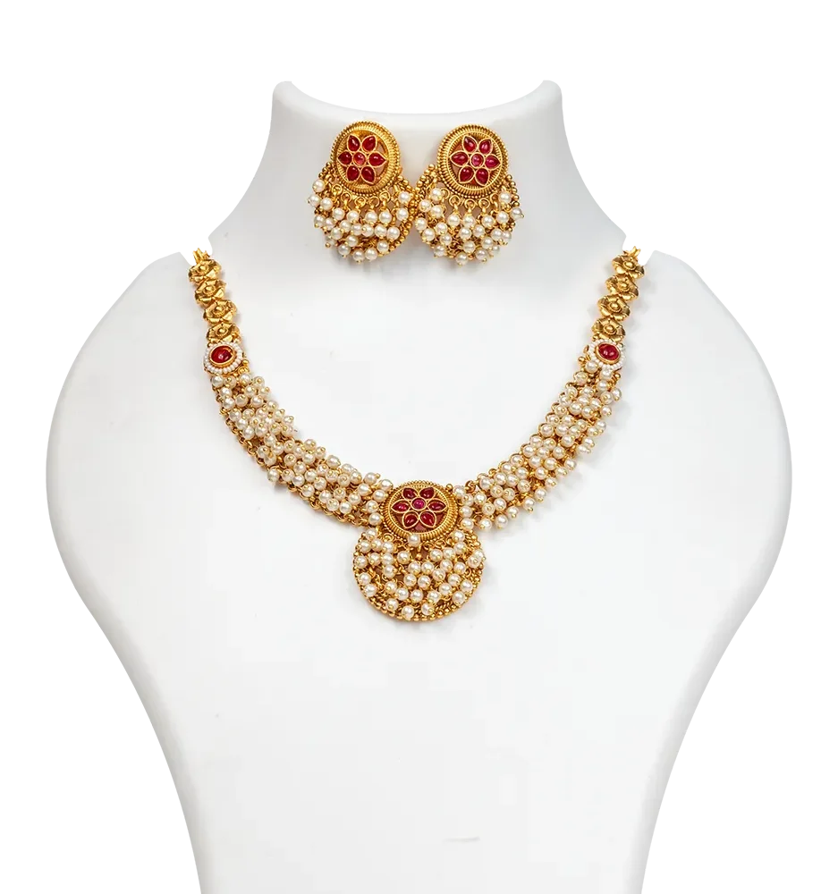 Ruby Pearl Heritage Necklace Set