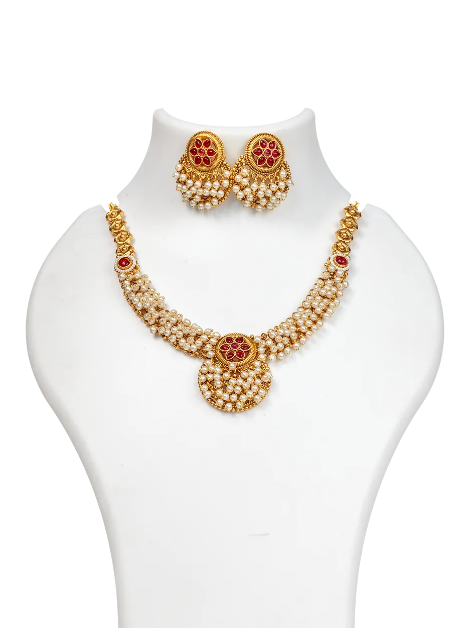 Ruby Pearl Heritage Necklace Set