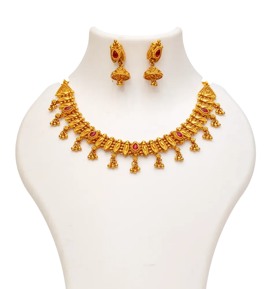 Ruby Temple Gold Necklace Set