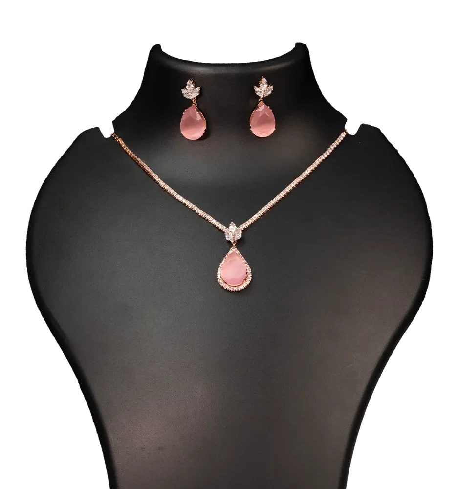 Teardrop Stone Pendant Necklace Set