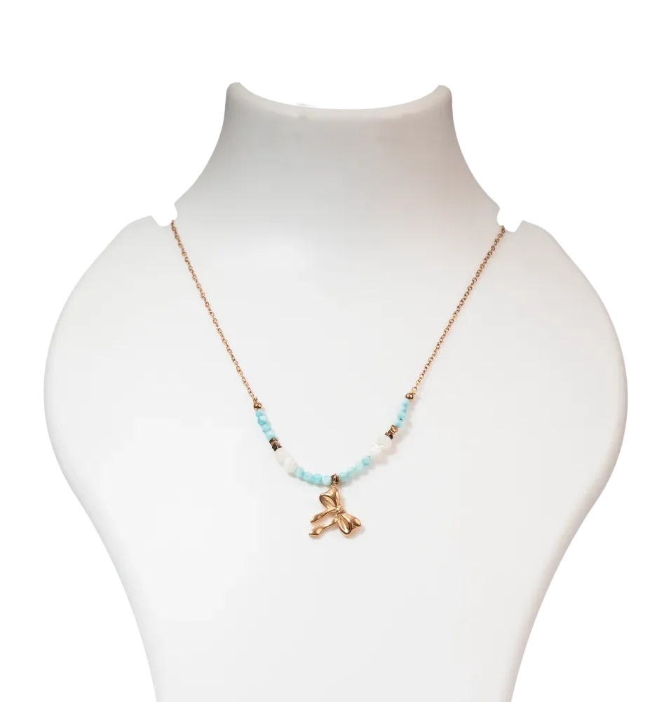 Aqua Bloom Butterfly Necklace